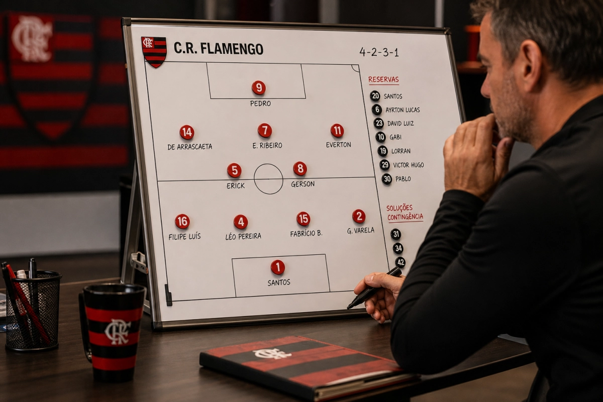 Escalação do Flamengo: mapeamento por posição — titulares prováveis, reservas e soluções de contingência