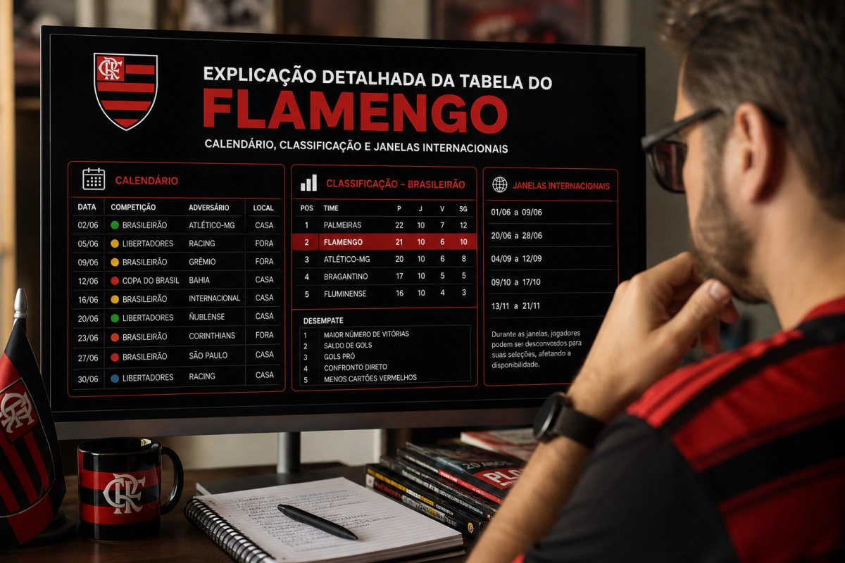 Explicação detalhada da tabela do Flamengo — calendário, classificação e janelas internacionais